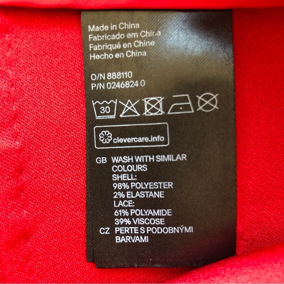 H & M Red Laced Floral A-Line Mini Skirt Women’s Size 8 Fully- Zippered Back - Picture 14 of 16